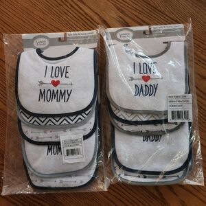 Luvable Friends Baby Bibs & Burp Cloth Sets - I Love Mommy and Daddy Designs